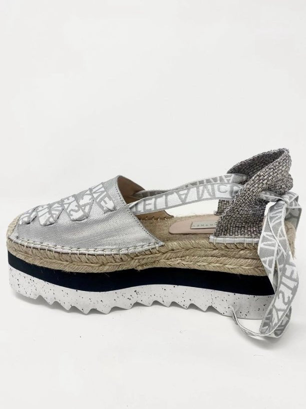Silver canvas espadrilles tractor platform - Wapas