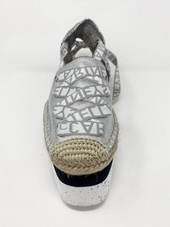 Silver canvas espadrilles tractor platform - Wapas
