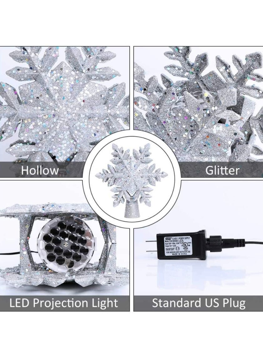 Silver snow flake tree top light - Wapas