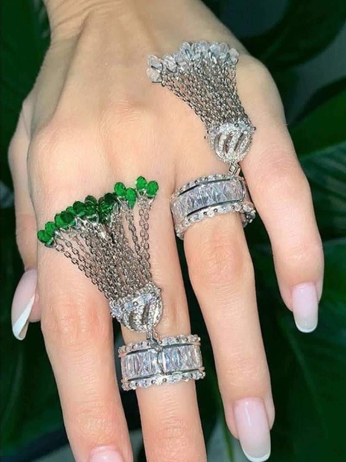 Silver tassel colors stones ring - Wapas