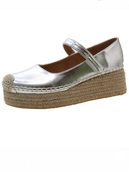 Silver wedge espadrilles flat platform - Wapas