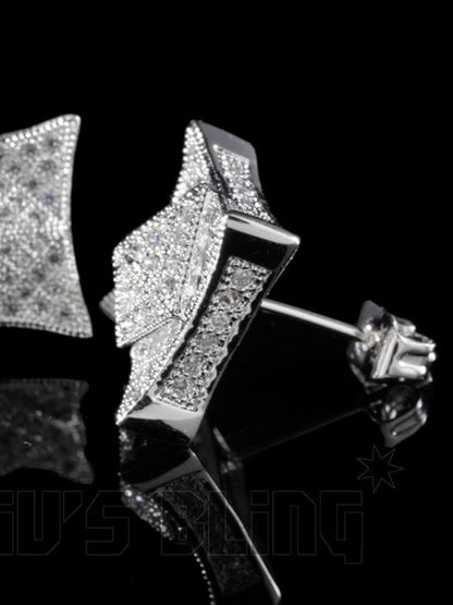 Silver zirconia square earrings - Wapas