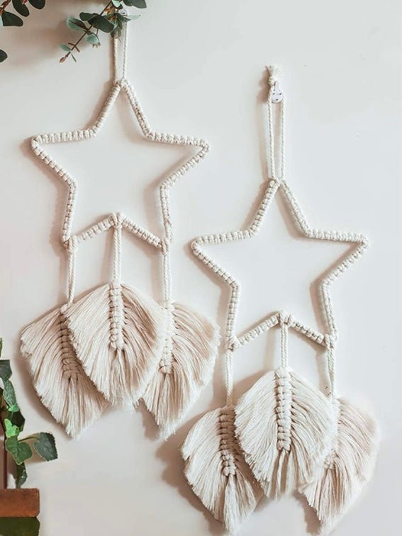 Stars white macrame wall hanging - Wapas