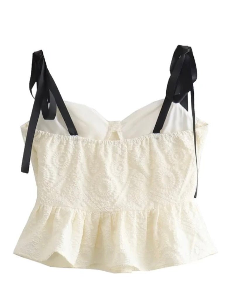 White and black adjustable straps top - Wapas