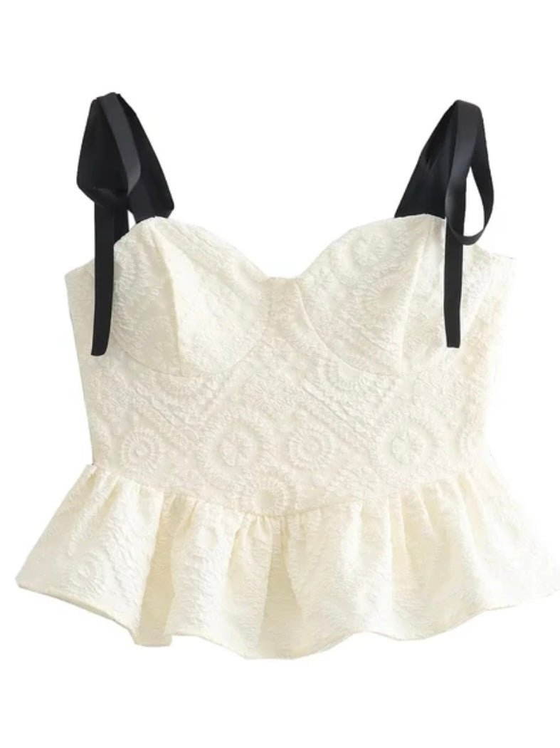 White and black adjustable straps top - Wapas