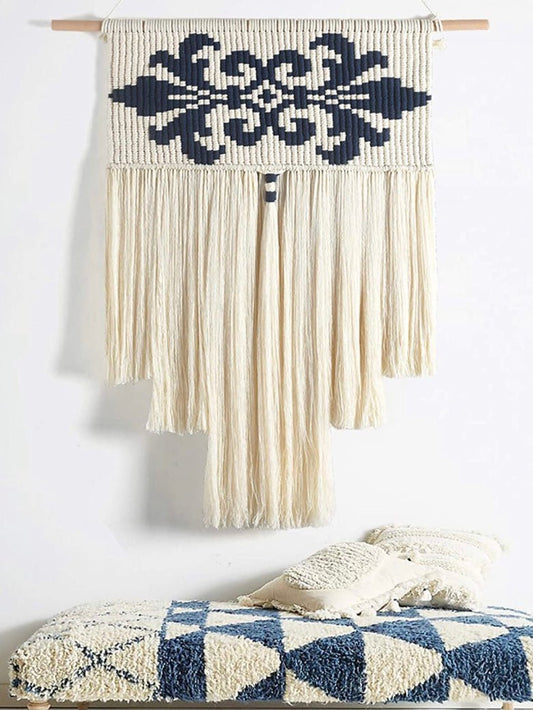 White and black macrame wall hanging - Wapas