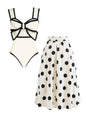 White and black set of 2 swimsuit and maxi skirt dots printed - Wapas