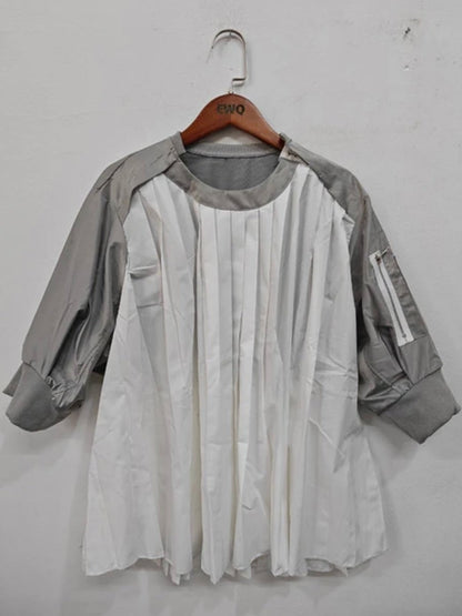 White and gray two fabrics top - Wapas