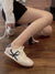 White and navy blue low sneakers shoes - Wapas