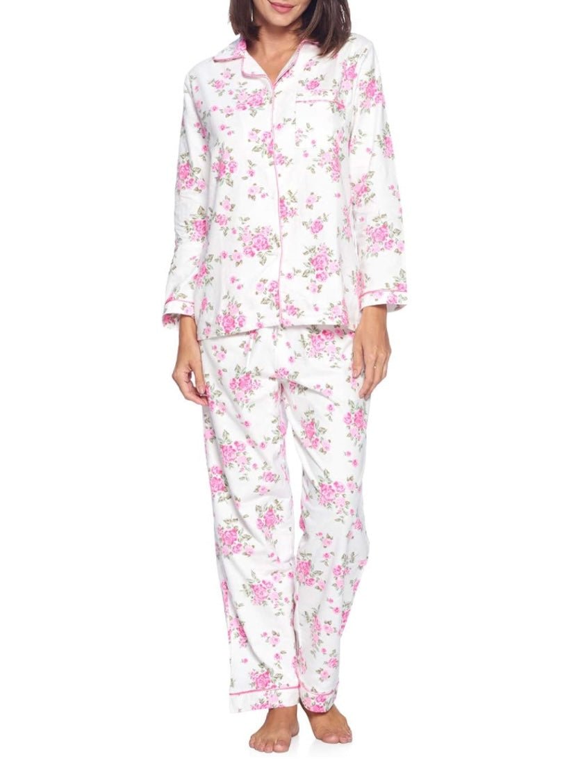 White and pink floral pijama set - Wapas