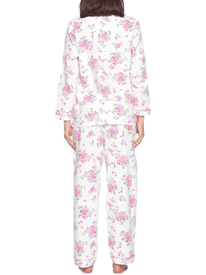 White and pink floral pijama set - Wapas