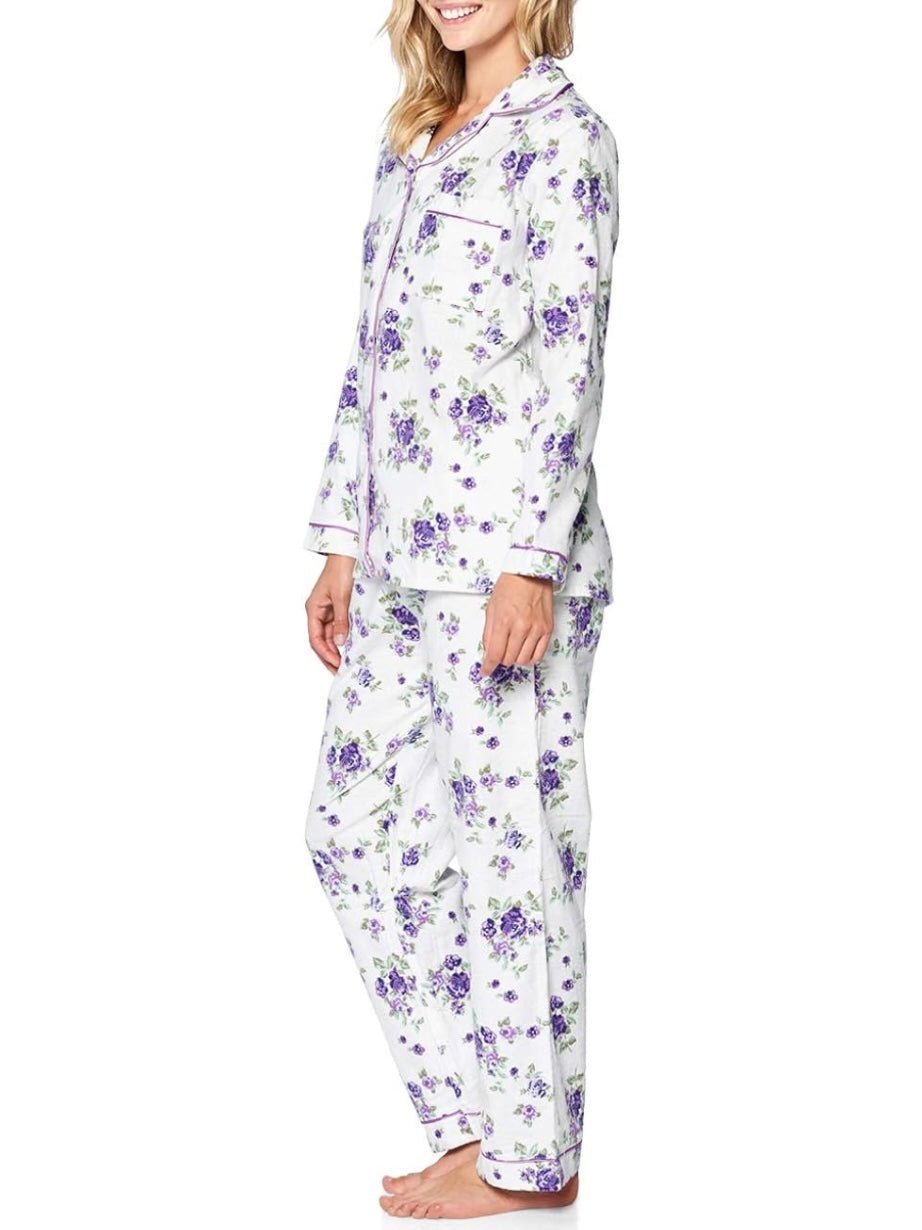 White and purple floral pijama set - Wapas