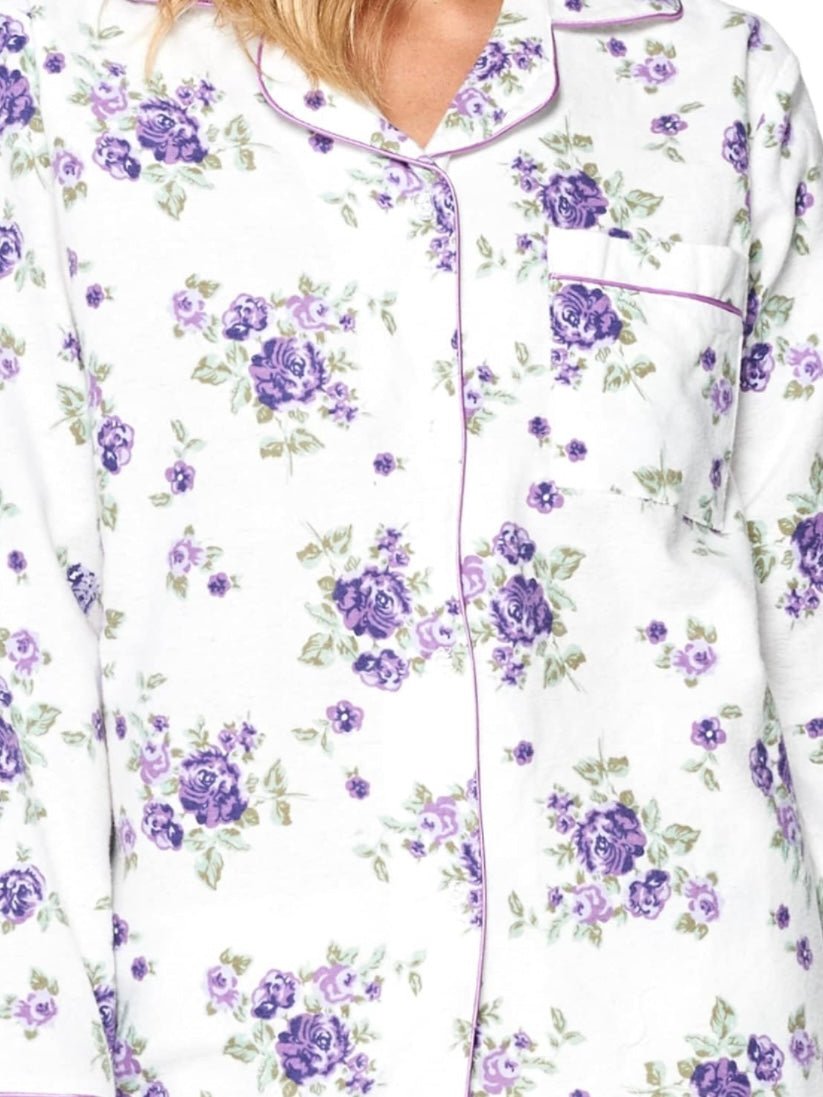 White and purple floral pijama set - Wapas