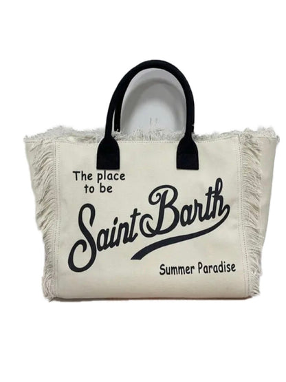 White big Saint Barts boho handbag - Wapas