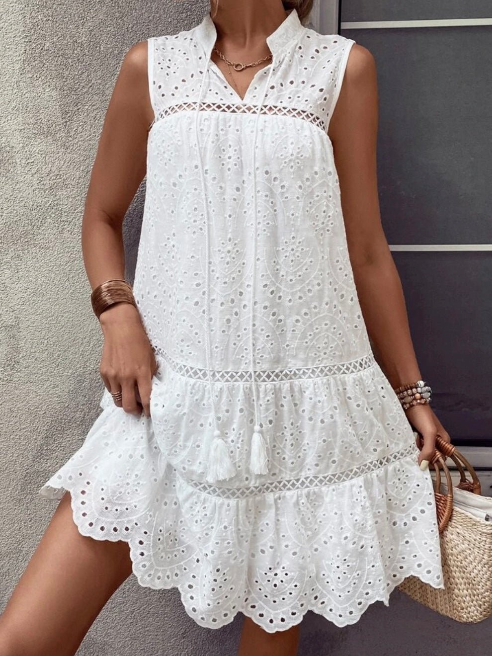 White boho mini dress - Wapas