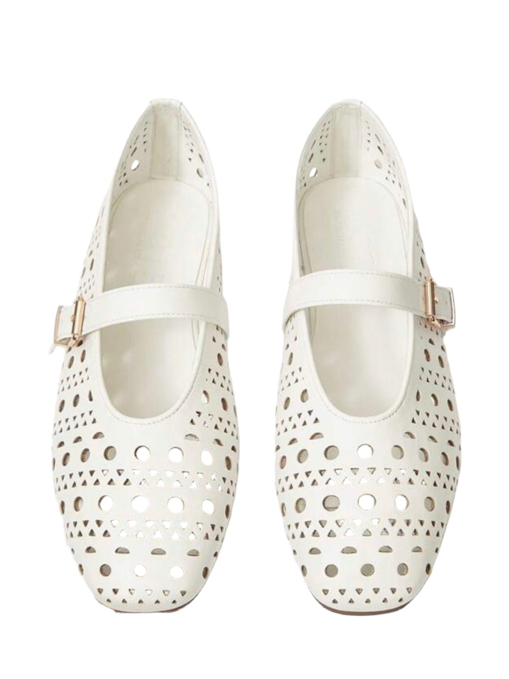 White cutout pattern flats shoes - Wapas