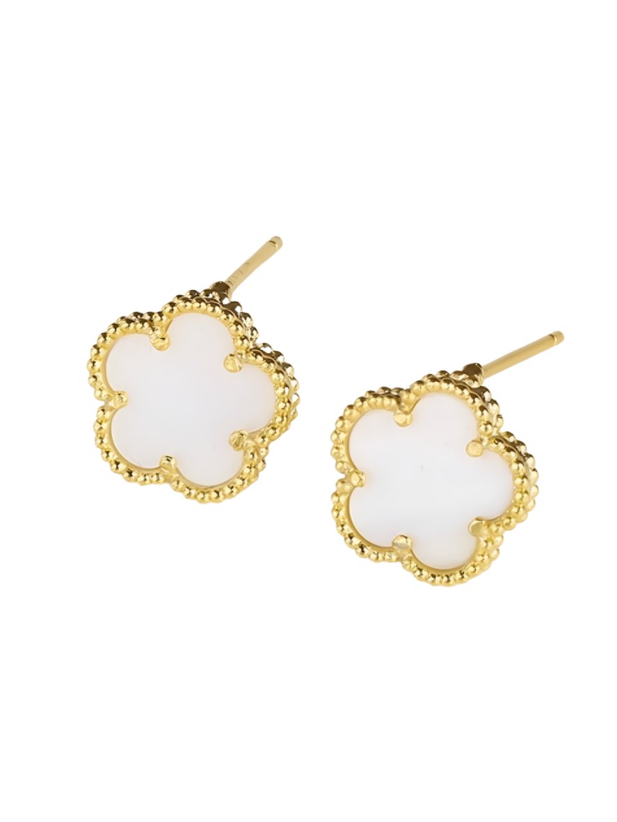 White five leave petal flowers earrings - Wapas