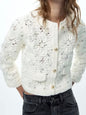 White flowers crochet lace jacket - Wapas