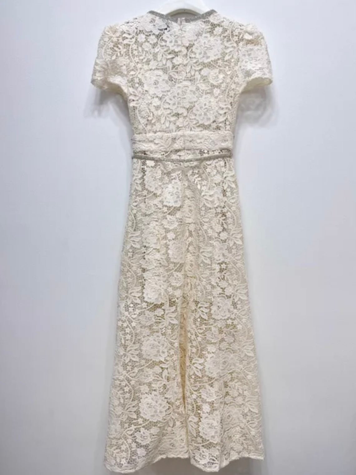 White flowers embroidered maxi dress - Wapas