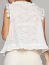 White flowers lace shirt top - Wapas