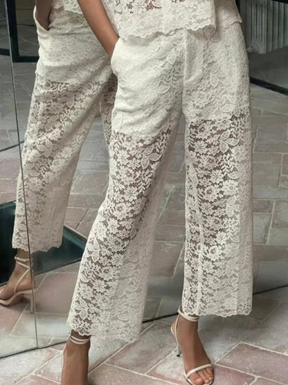 White lace set of 2 shirt and pants - Wapas