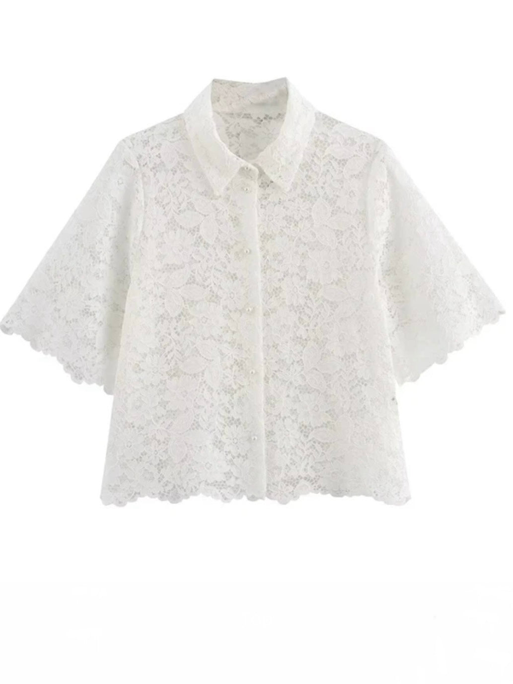 White lace set of 2 shirt and pants - Wapas