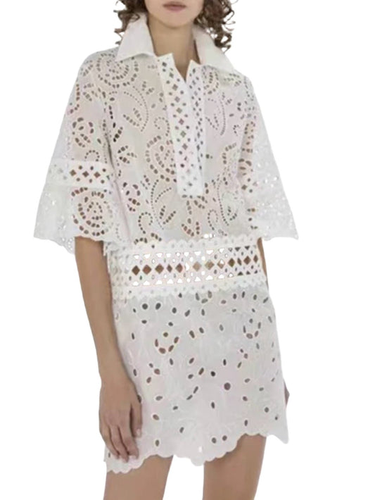 White lace short dress - Wapas