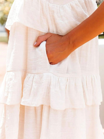 White layered a-line short dress - Wapas