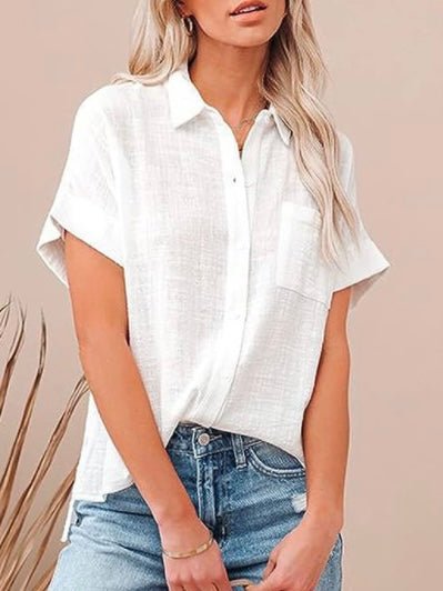 White linen short sleeves shirt - Wapas