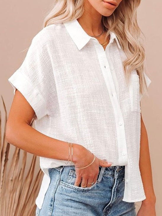 White linen short sleeves shirt - Wapas