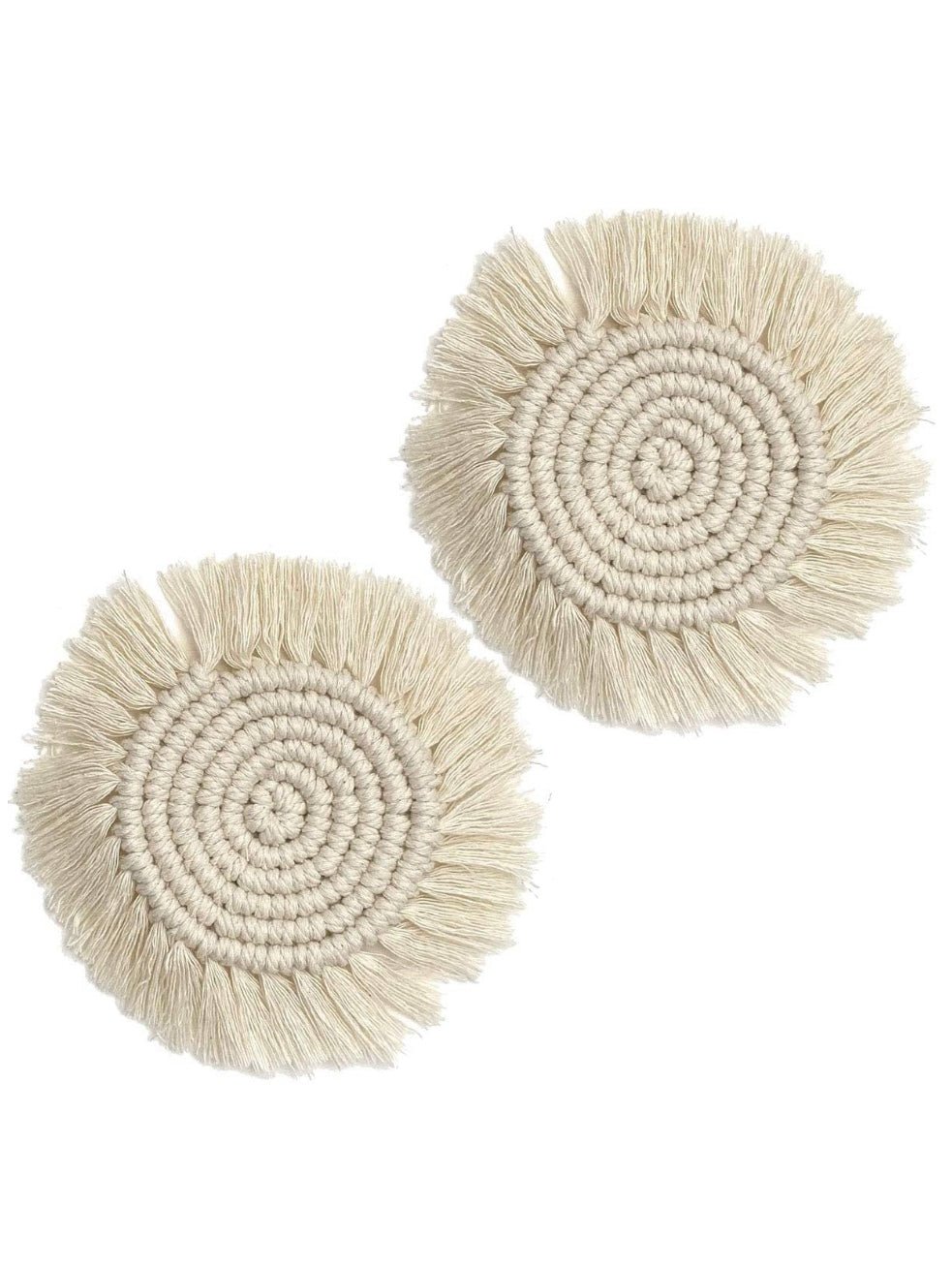 White macrame coasters . Set of 2 - Wapas