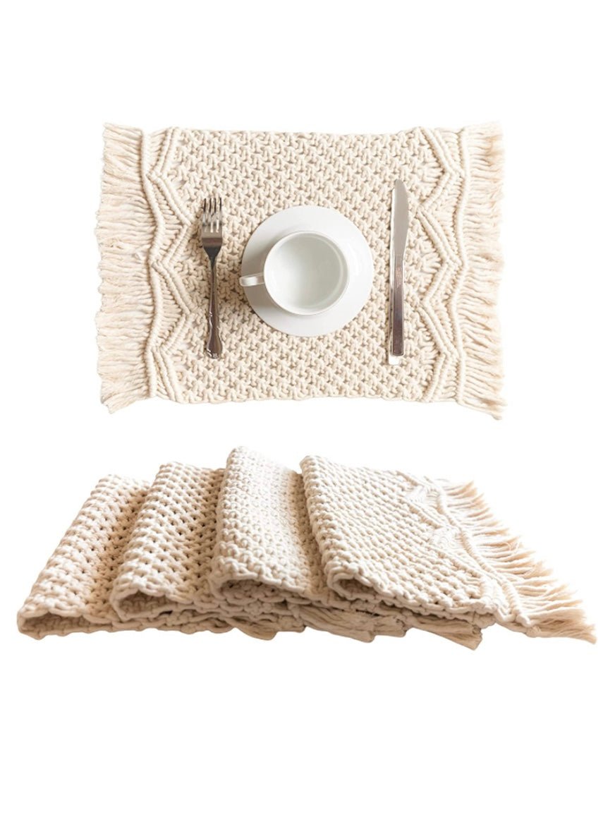 White macrame placemats. Set of 4 - Wapas