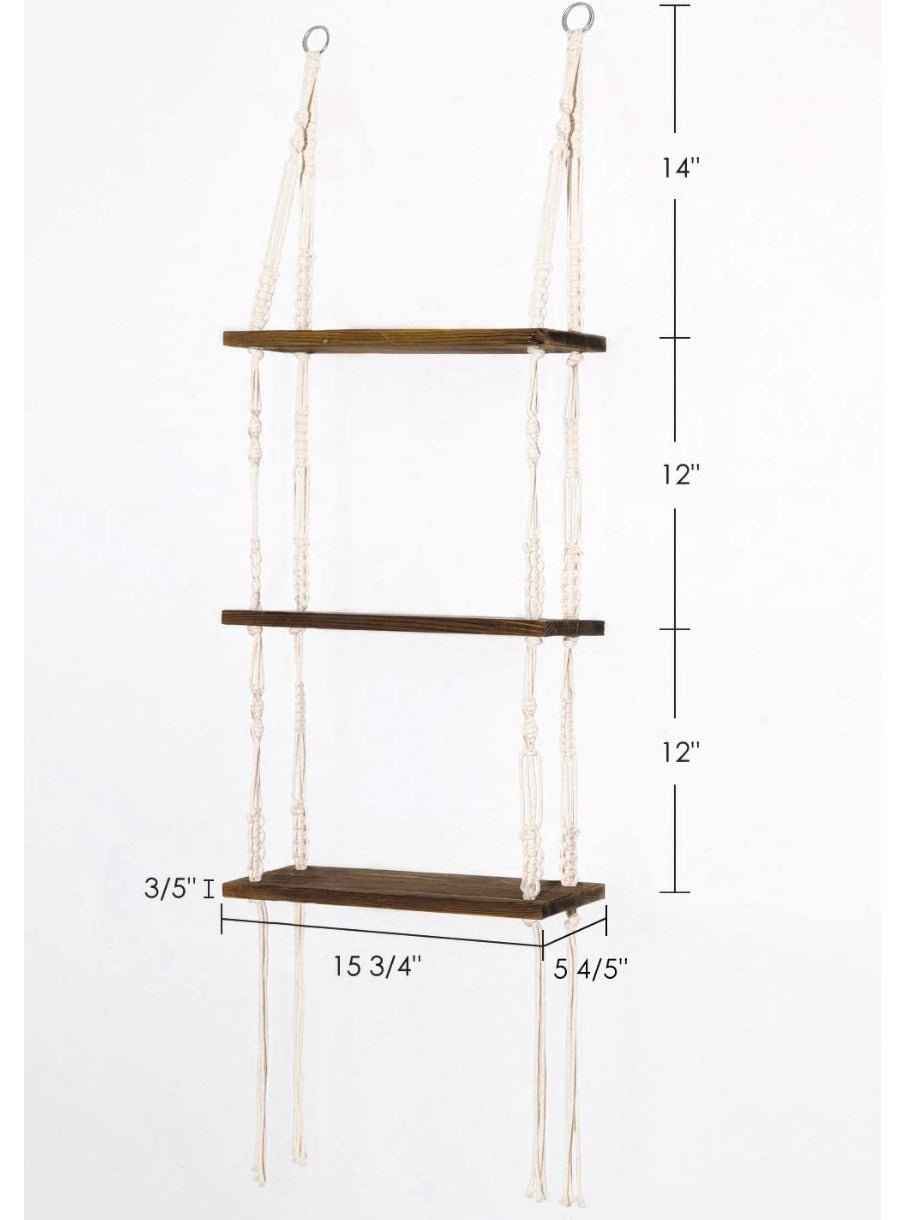 White macrame shelf hanging shelves - Wapas