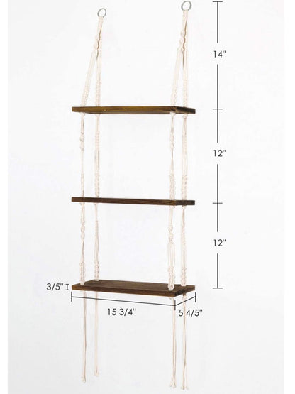 White macrame shelf hanging shelves - Wapas