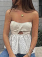 White mix fabrics strapless top - Wapas