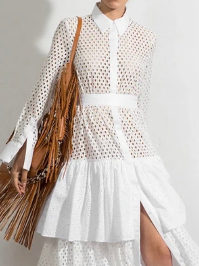 White net lace maxi dress - Wapas