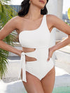 White one piece one shoulder swimsuit - Wapas