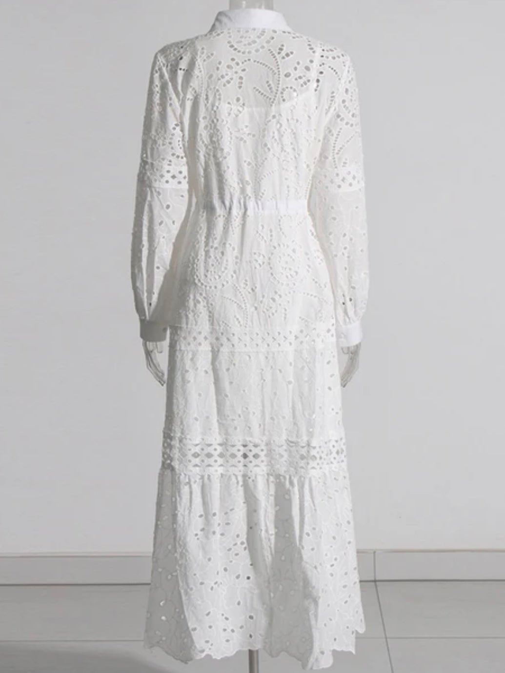 White open front lace maxi dress - Wapas