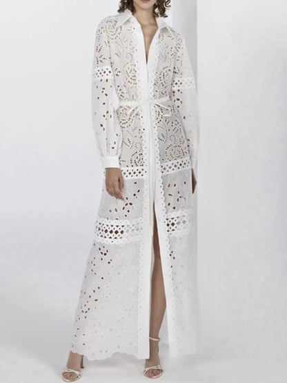 White open front lace maxi dress - Wapas