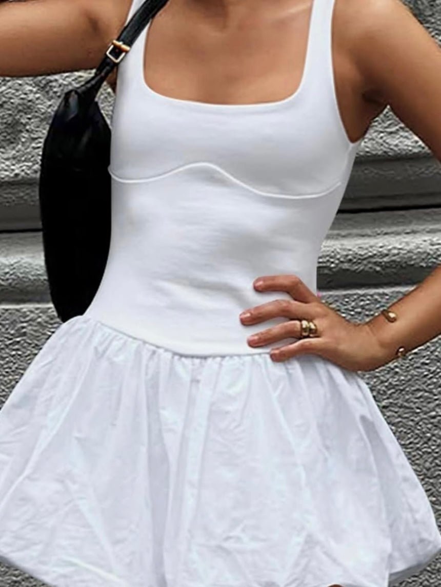 White puff skirt mini dress - Wapas