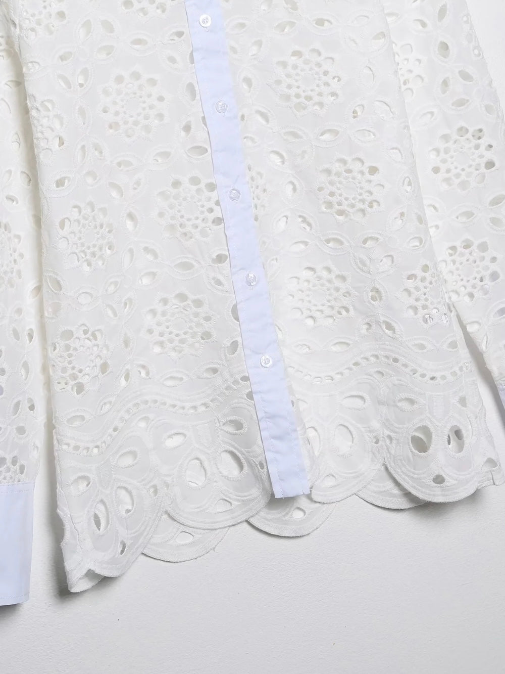 White set of 2 eyelet lace shirt and skirt - Wapas