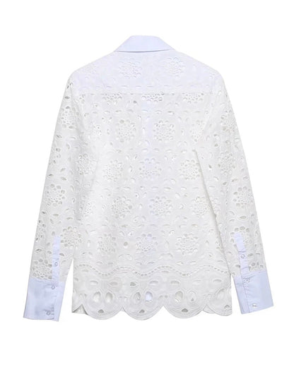 White set of 2 eyelet lace shirt and skirt - Wapas