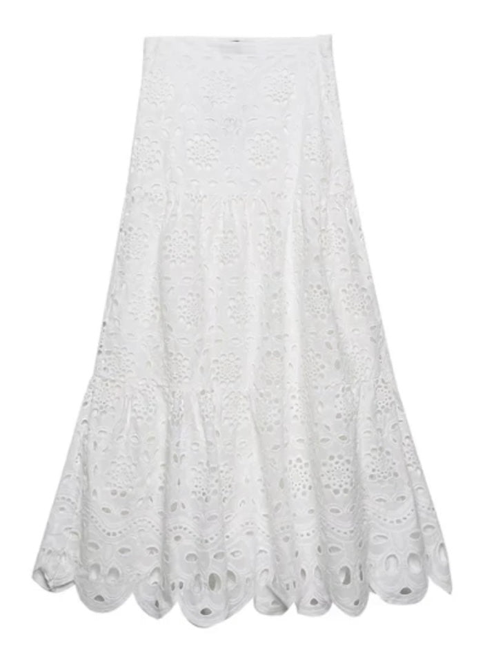 White set of 2 eyelet lace shirt and skirt - Wapas