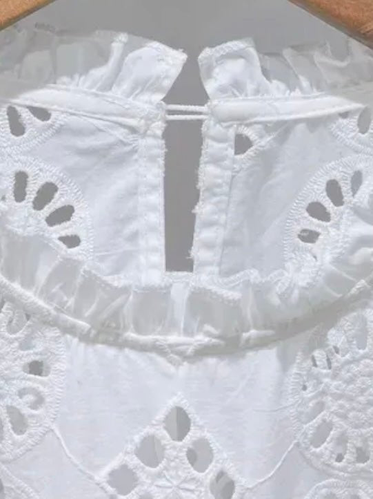 White set of 2 eyelet lace top and skirt - Wapas