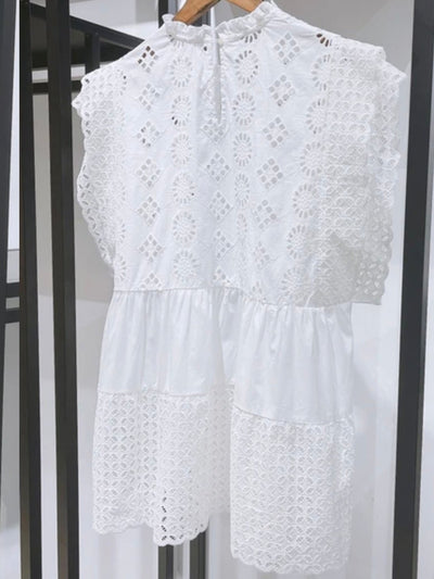 White set of 2 eyelet lace top and skirt - Wapas