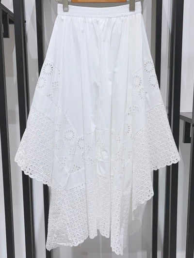 White set of 2 eyelet lace top and skirt - Wapas