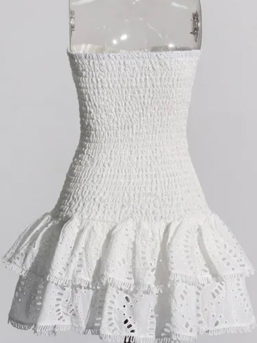 White strapless lace mini dress - Wapas