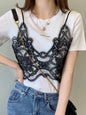 White T-shirt black lace double layer - Wapas