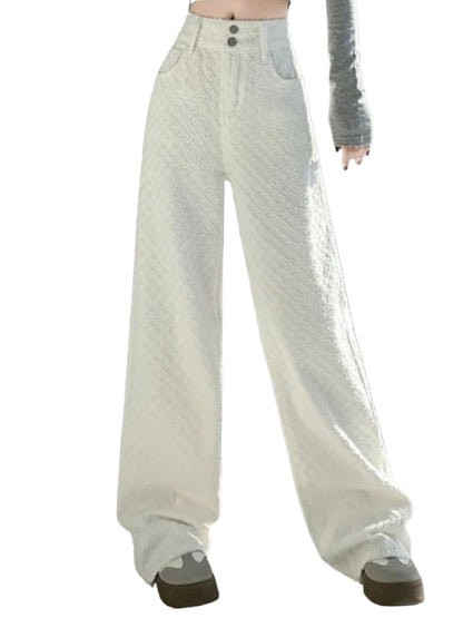 White texture jeans pants - Wapas