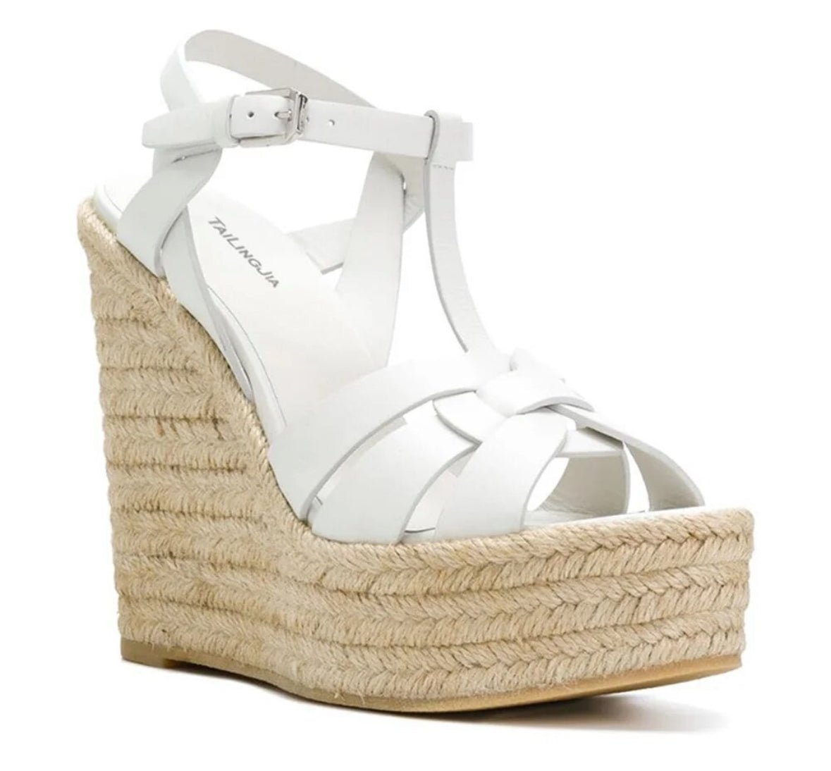 White wedge high heels sandals - Wapas